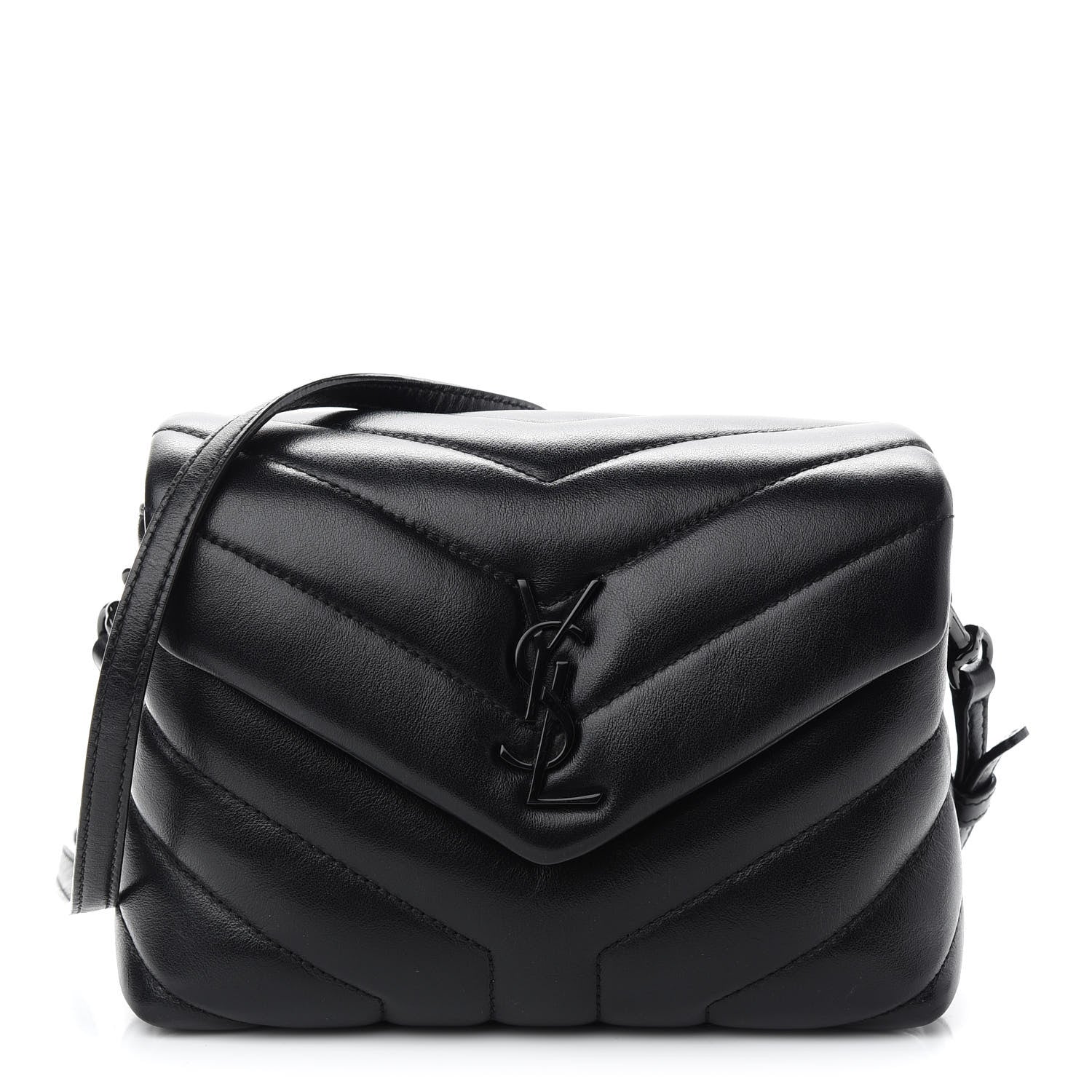 Saint Laurent Calfskin Y Quilted Monogram Toy Loulou Crossbody Bag Black 1 of 9