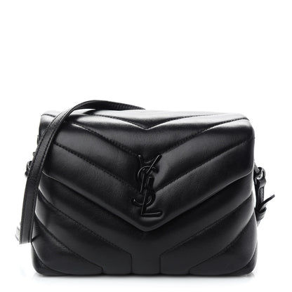Saint Laurent Calfskin Y Quilted Monogram Toy Loulou Crossbody Bag Black 1 of 9