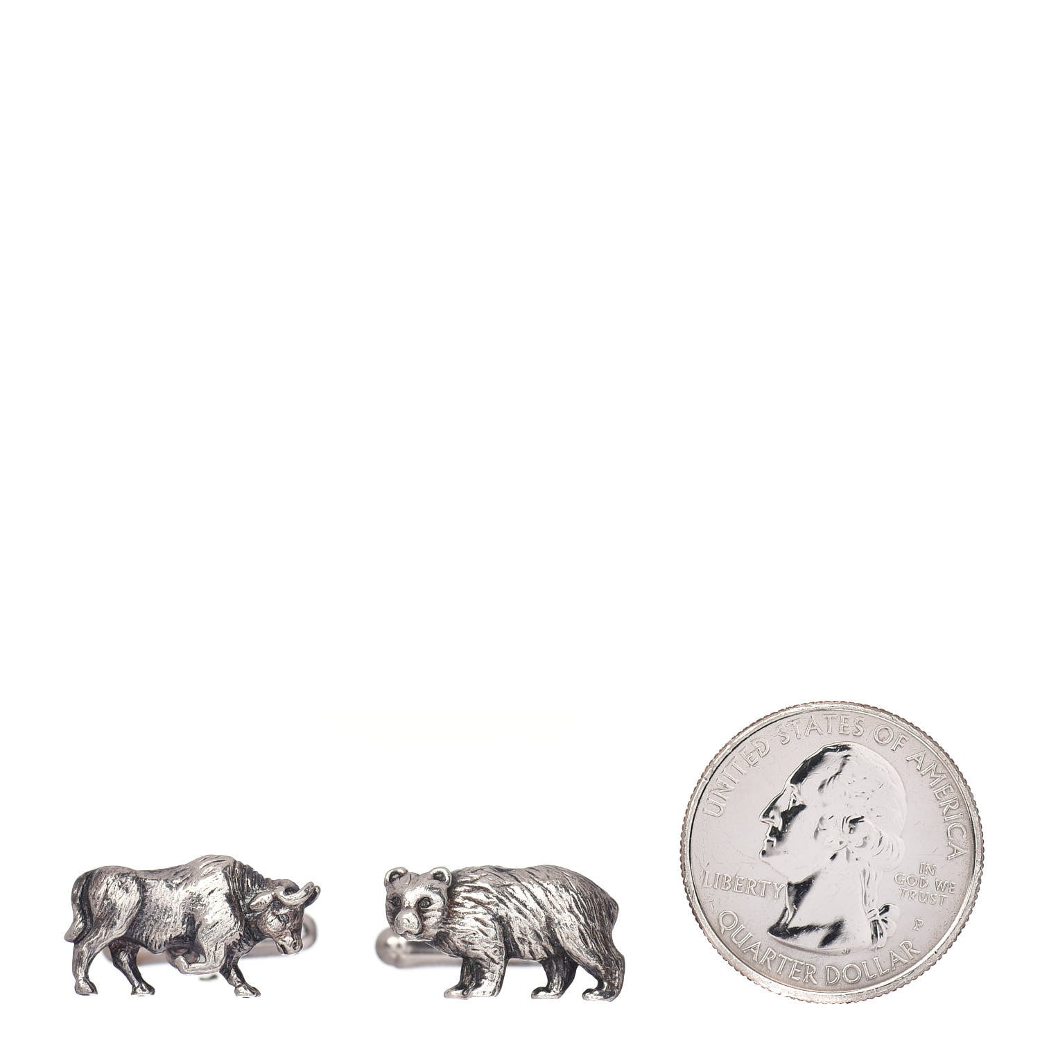 Tiffany Sterling Silver Bear And Bull Cufflinks 2 of 4