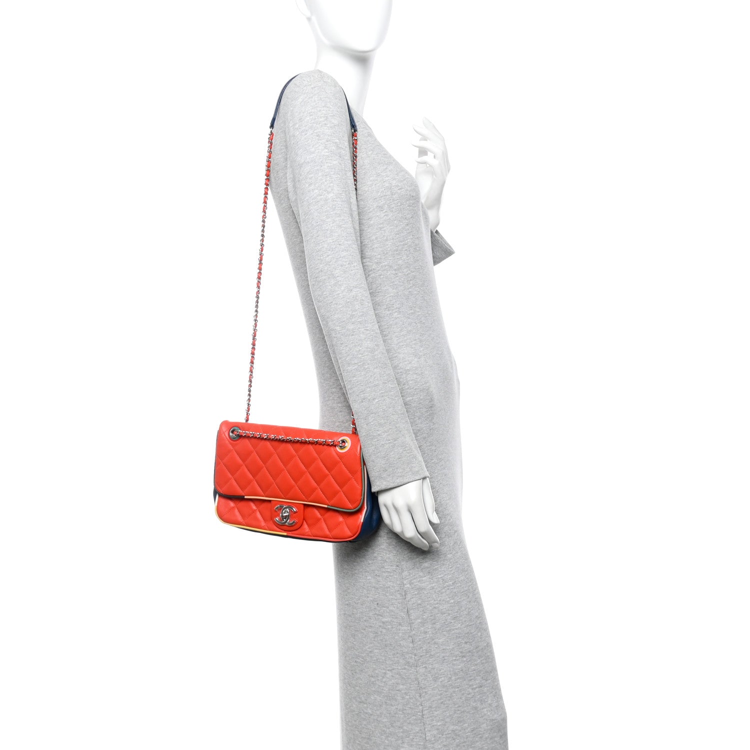 Chanel Lambskin Plexiglass Quilted Medium Cuba Color Flap Red Multicolor 2 of 10
