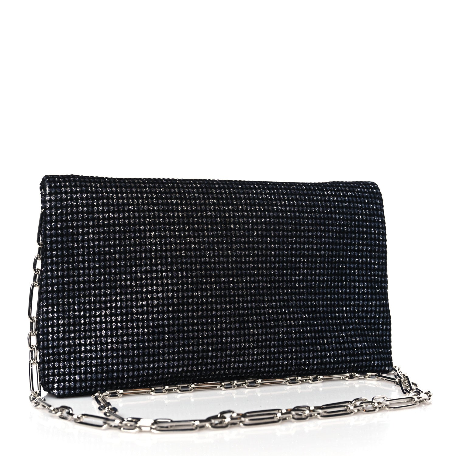 Jimmy Choo Velvet Glitter Galactica Titania Clutch Black Silver 2 of 9
