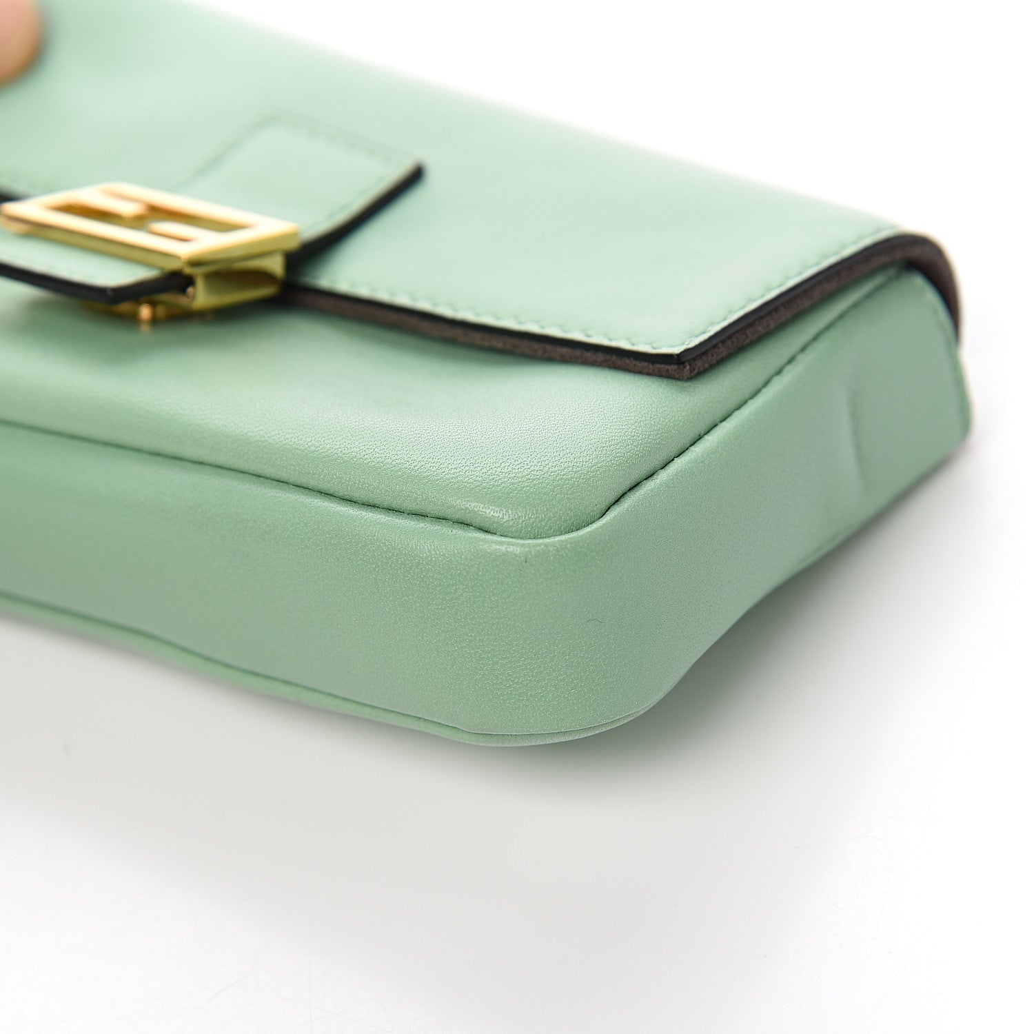 Fendi Shiny Nappa Micro Baguette Verde Acqua 7 of 8
