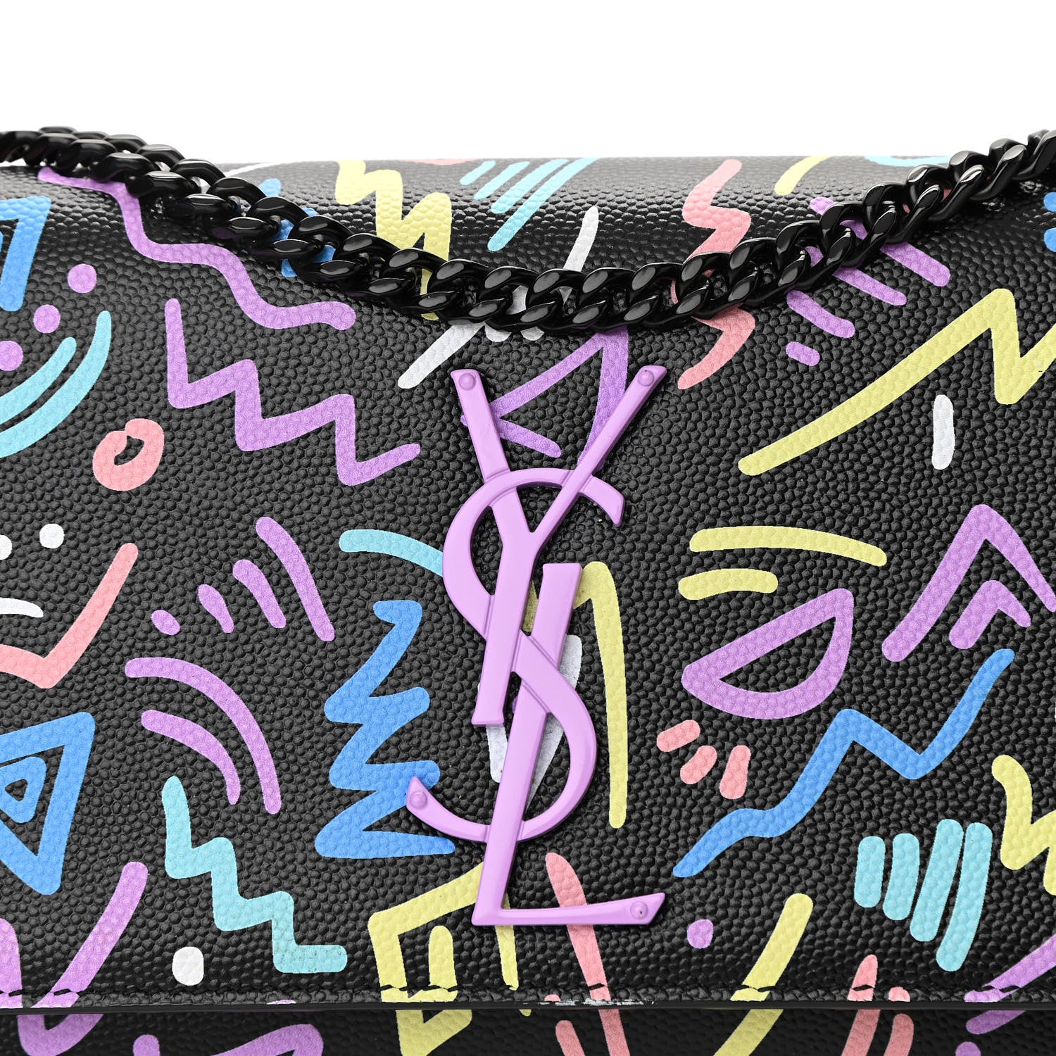 Saint Laurent Grain De Poudre Small Monogram Graphic Print Kate Satchel Black 7 of 9
