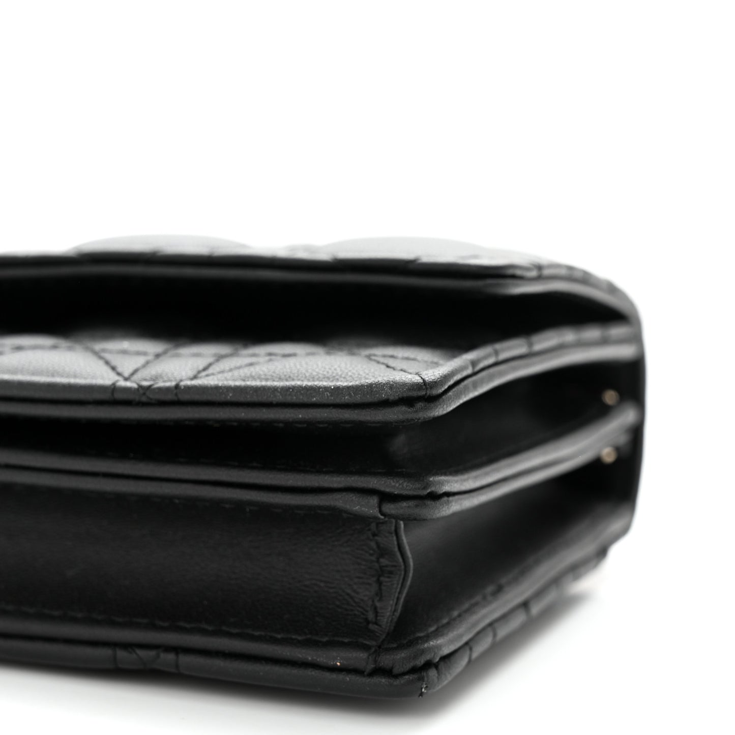 Lambskin Cannage Lady Dior Phone Pouch Black
