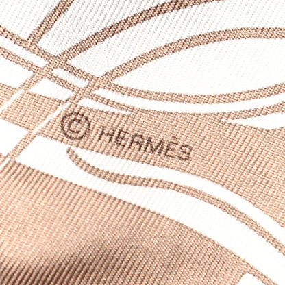Hermes Silk Ex-Libris Twilly Beige White Caramel 3 of 4
