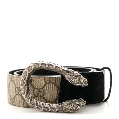 Gucci GG Supreme Monogram Suede Dionysus 40mm Belt 80 32 Beige Black 1 of 5