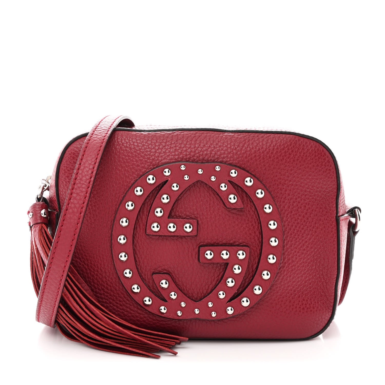 Gucci Pebbled Calfskin Studded Small Soho Disco Bag Soft Burgundy 1 of 12