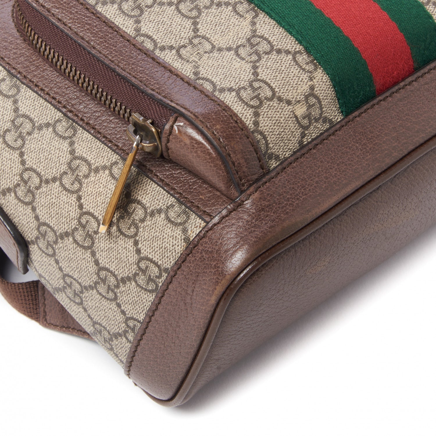 Gucci GG Supreme Monogram Calfskin Web Small Ophidia Day Backpack Beige Ebony New Acero 6 of 14