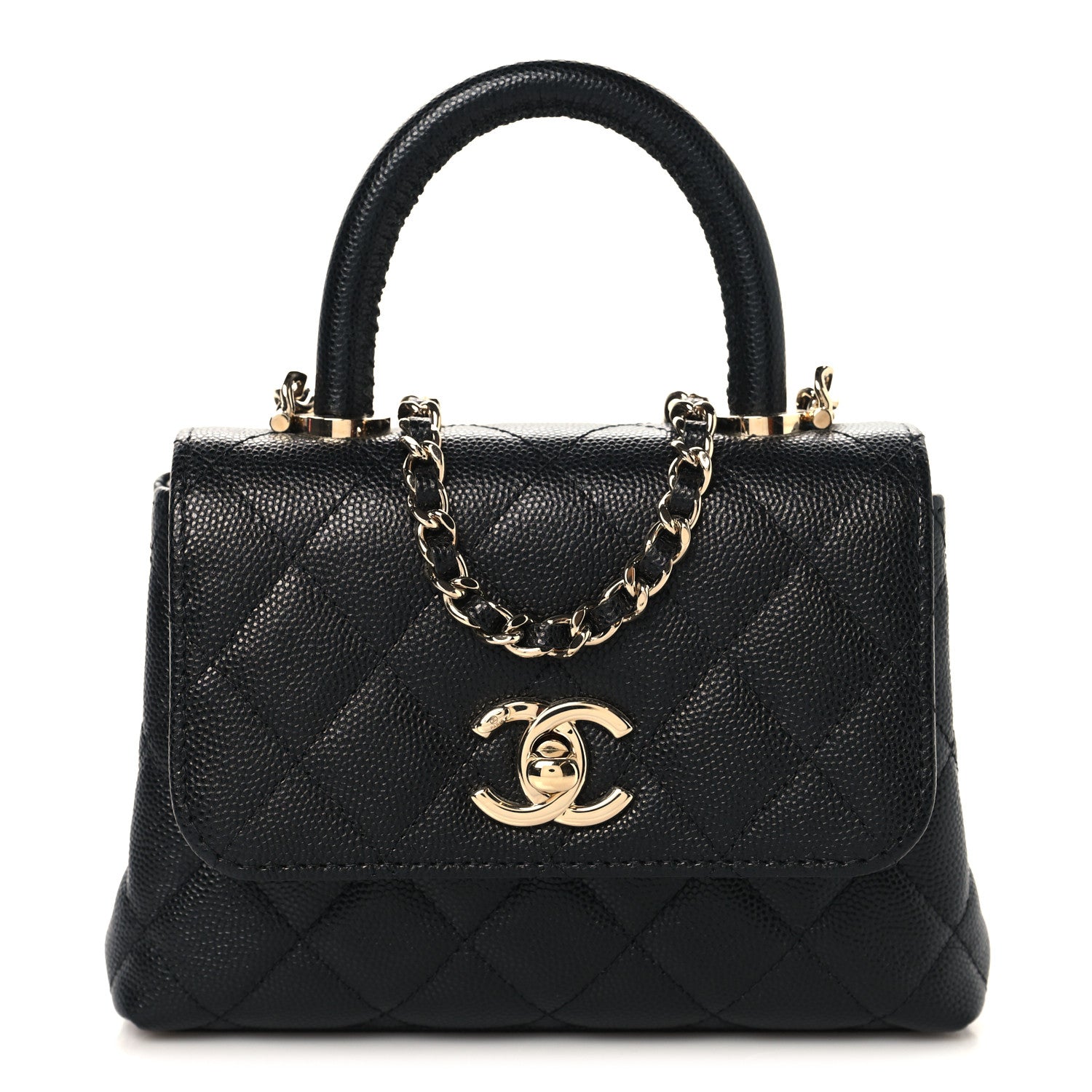Chanel Caviar Quilted Coco Handle Clutch With Chain Black 1 of 11