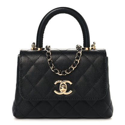 Chanel Caviar Quilted Coco Handle Clutch With Chain Black 1 of 11
