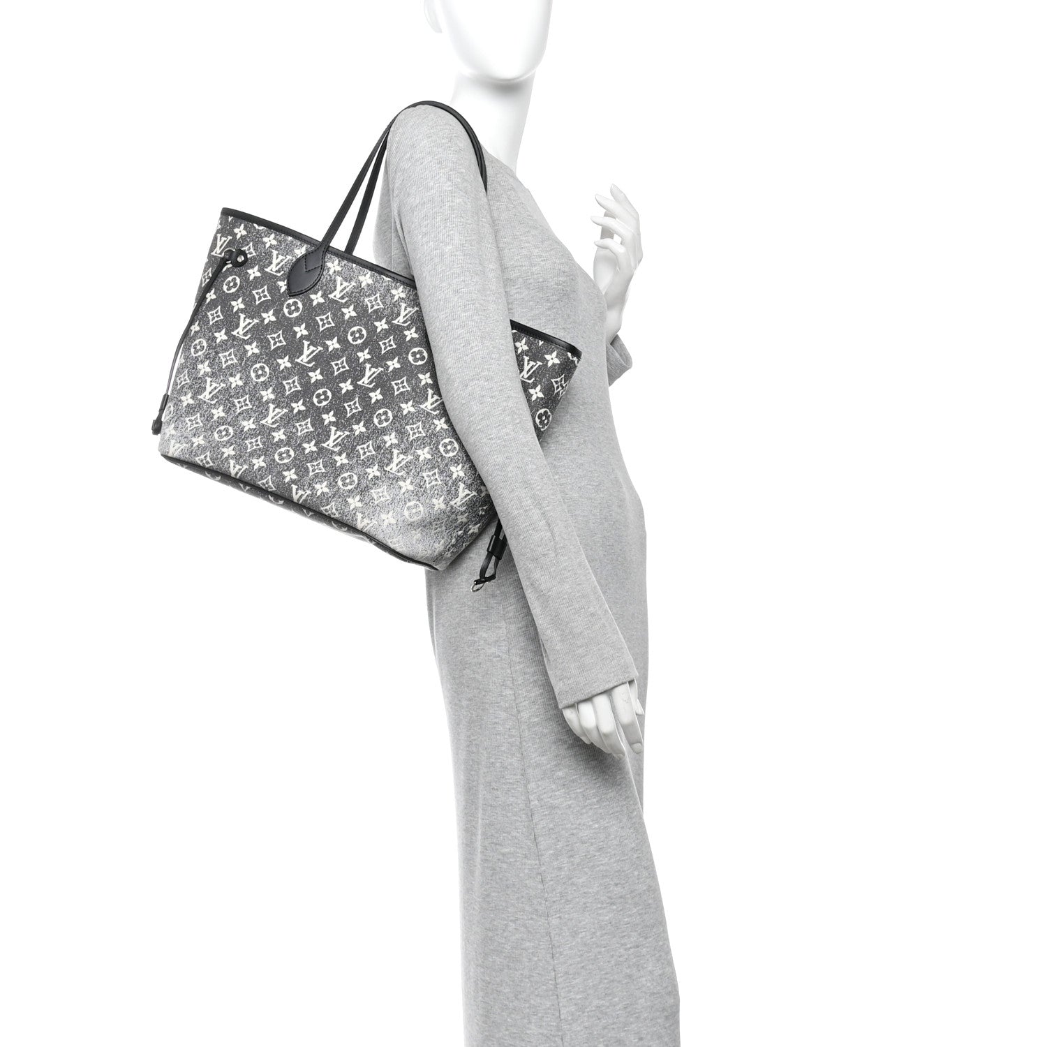 Louis Vuitton Denim Monogram Jacquard Neverfull MM Grey 2 of 10