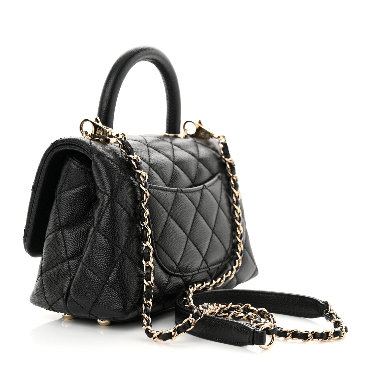 Caviar Quilted Extra Mini Coco Handle Flap Black
