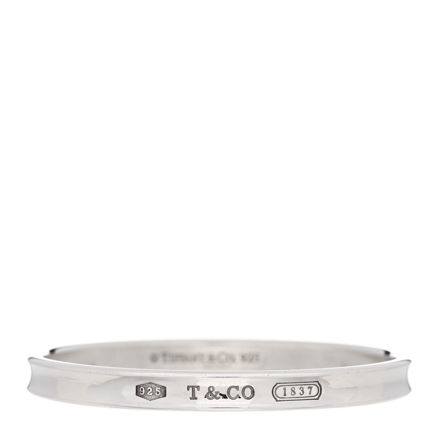 Tiffany Sterling Silver Narrow 1837 Bangle Bracelet 1 of 5
