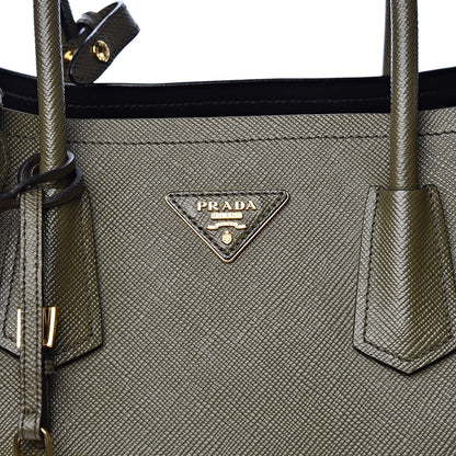 Prada Saffiano Cuir Large Double Bag Militare 10 of 10