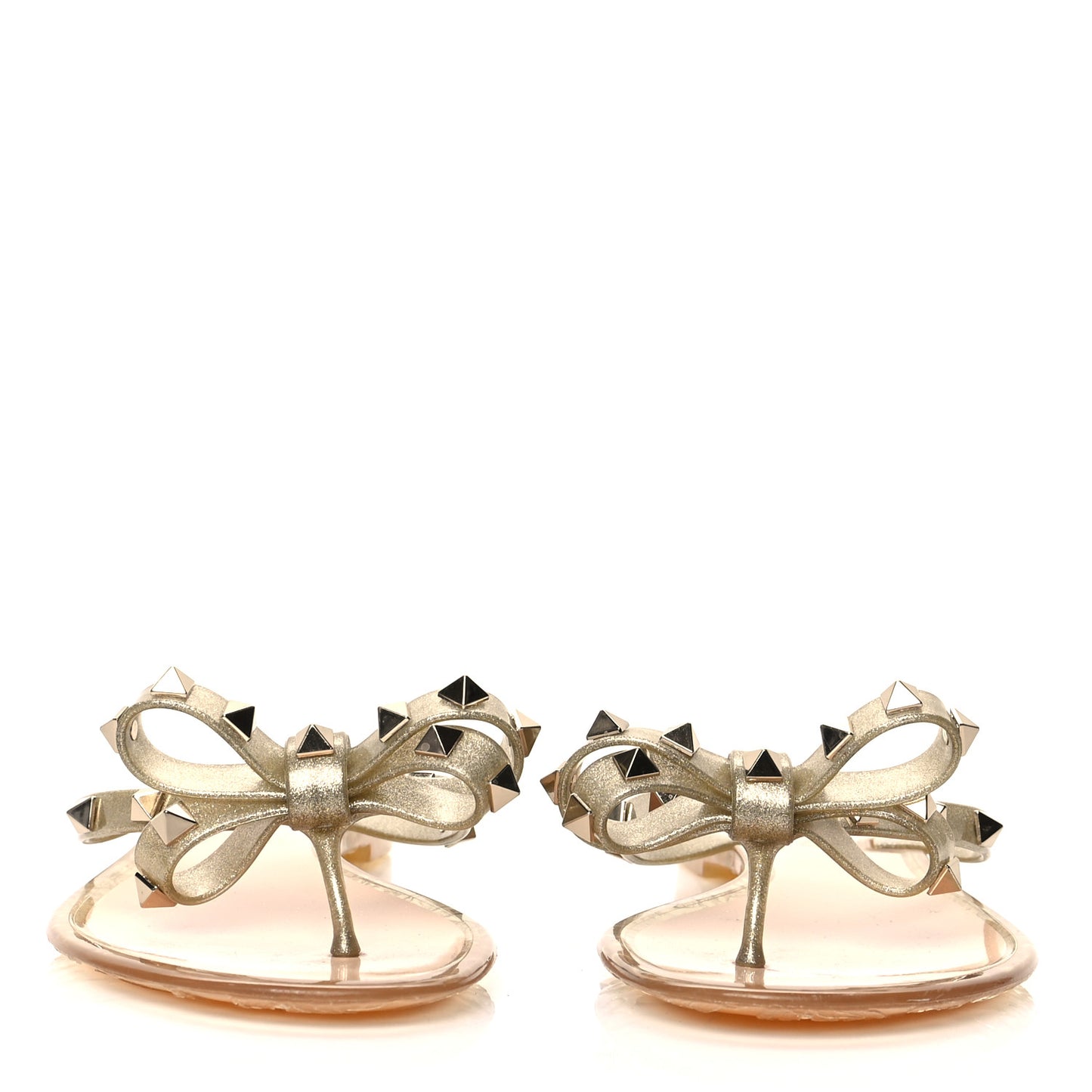 PVC Jelly Glitter Rockstud Bow Thong Sandals 38 Oro