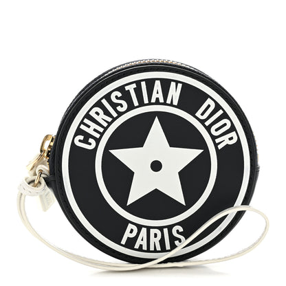 Christian Dior Calfskin Vibe Round Coin Purse Blue White 1 of 9