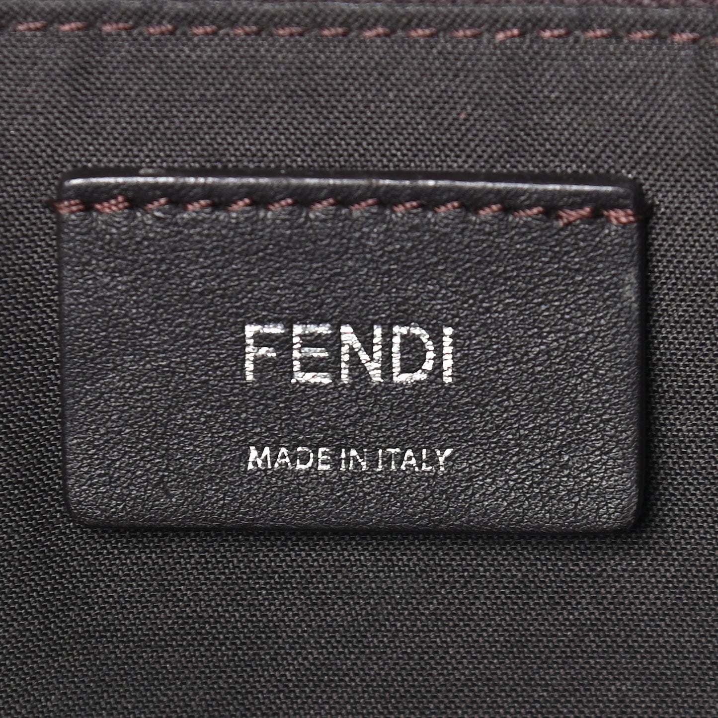 Glazed Fabric Vitello Century FF 1974 Stamp Patch Shopping Tote Mogano Panna Black