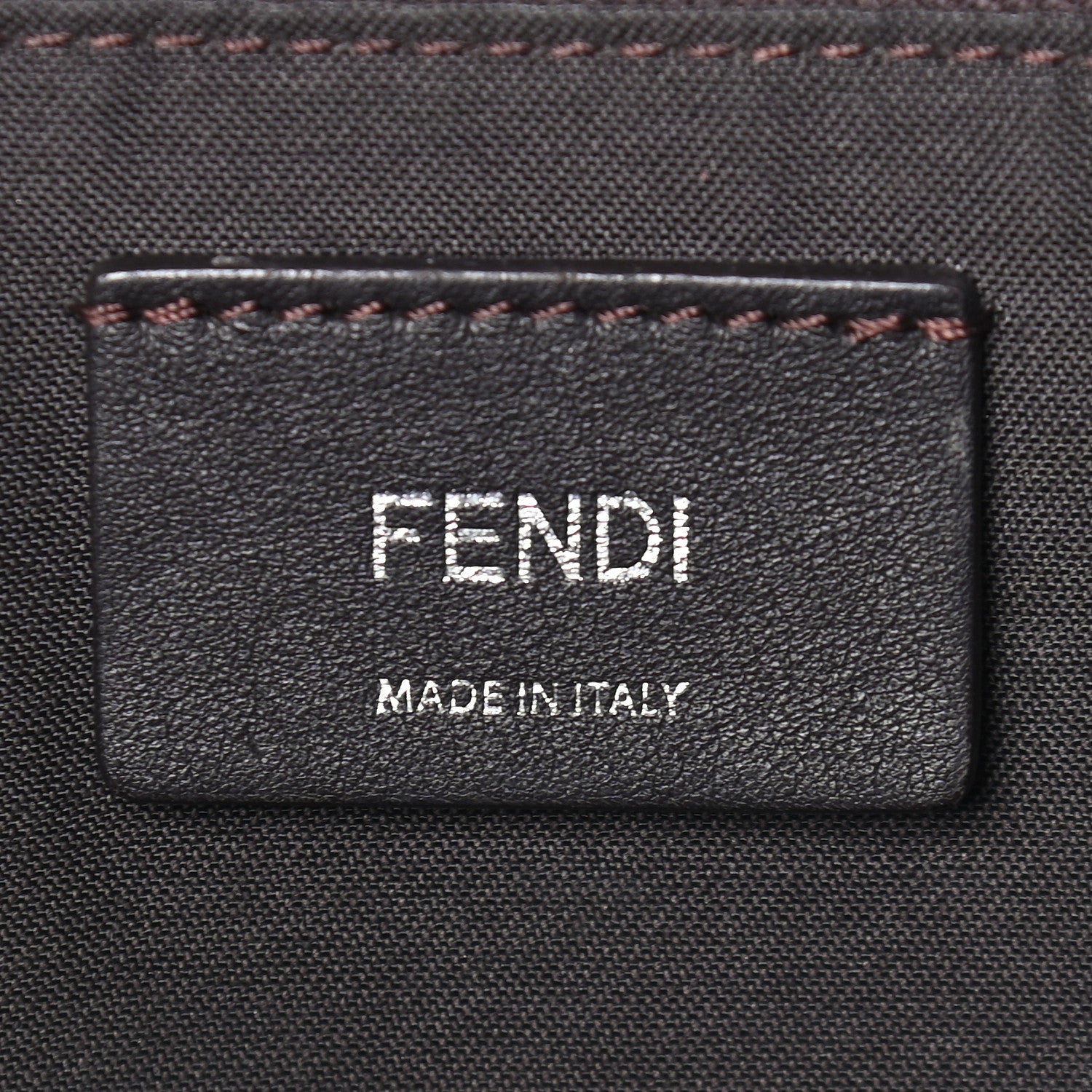 Fendi Glazed Fabric Vitello Century FF 1974 Stamp Patch Shopping Tote Mogano Panna Black 6 of 11