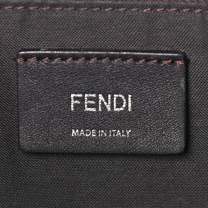 Fendi Glazed Fabric Vitello Century FF 1974 Stamp Patch Shopping Tote Mogano Panna Black 6 of 11
