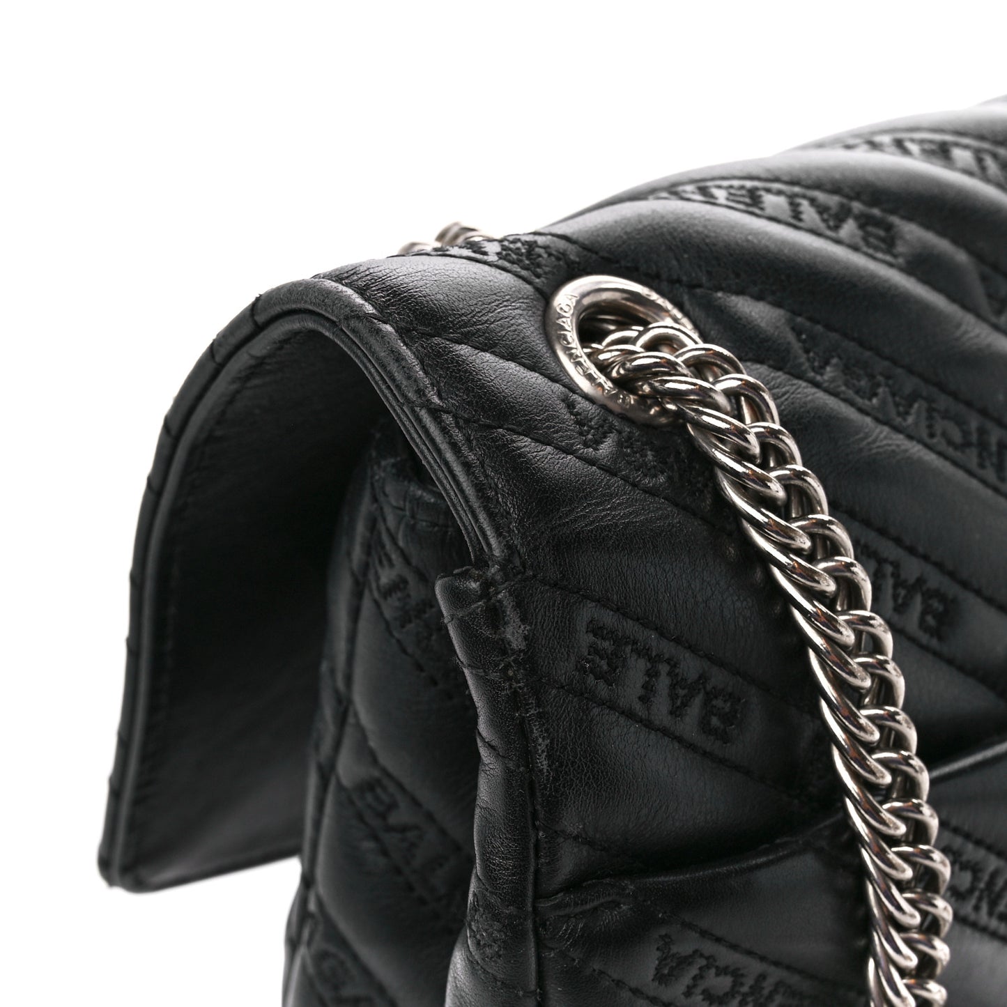 Calfskin Logo Matelasse Large BB Flap Chain Shoulder Bag Black
