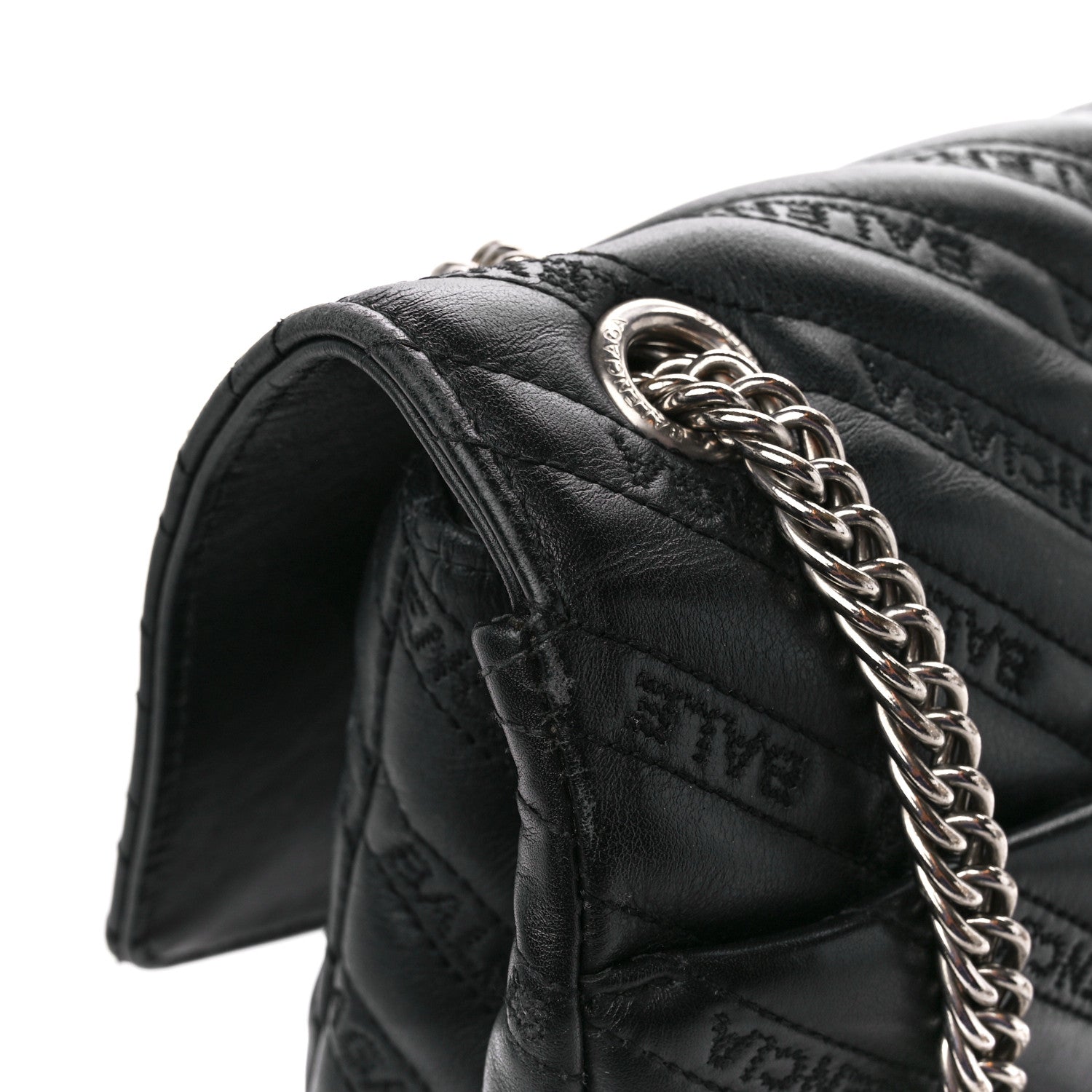 Balenciaga Calfskin Logo Matelasse Large BB Flap Chain Shoulder Bag Black 13 of 14