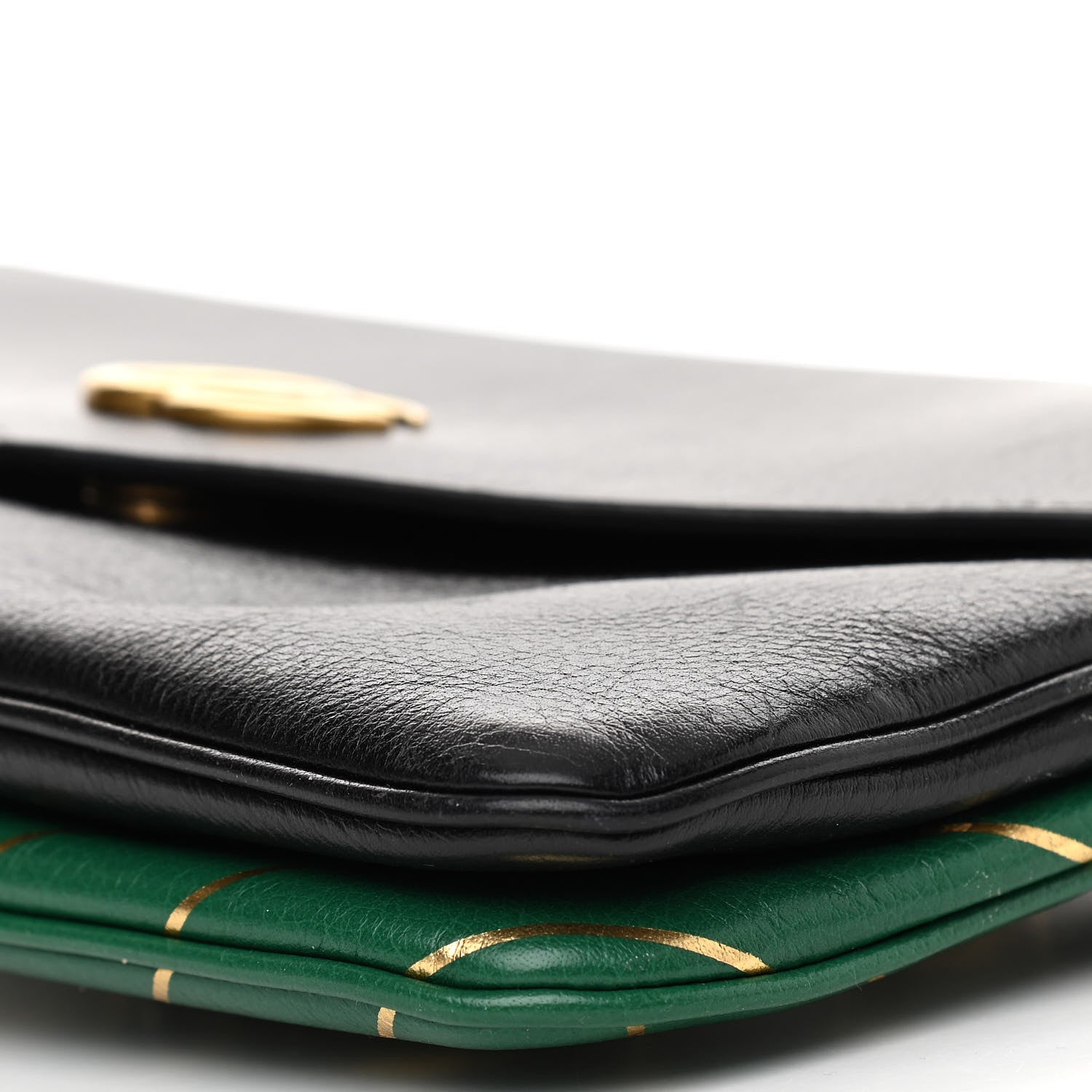Gucci Calfskin Diagonal GG Medium Thiara Double Envelope Shoulder Bag Emerald Green Black 12 of 13
