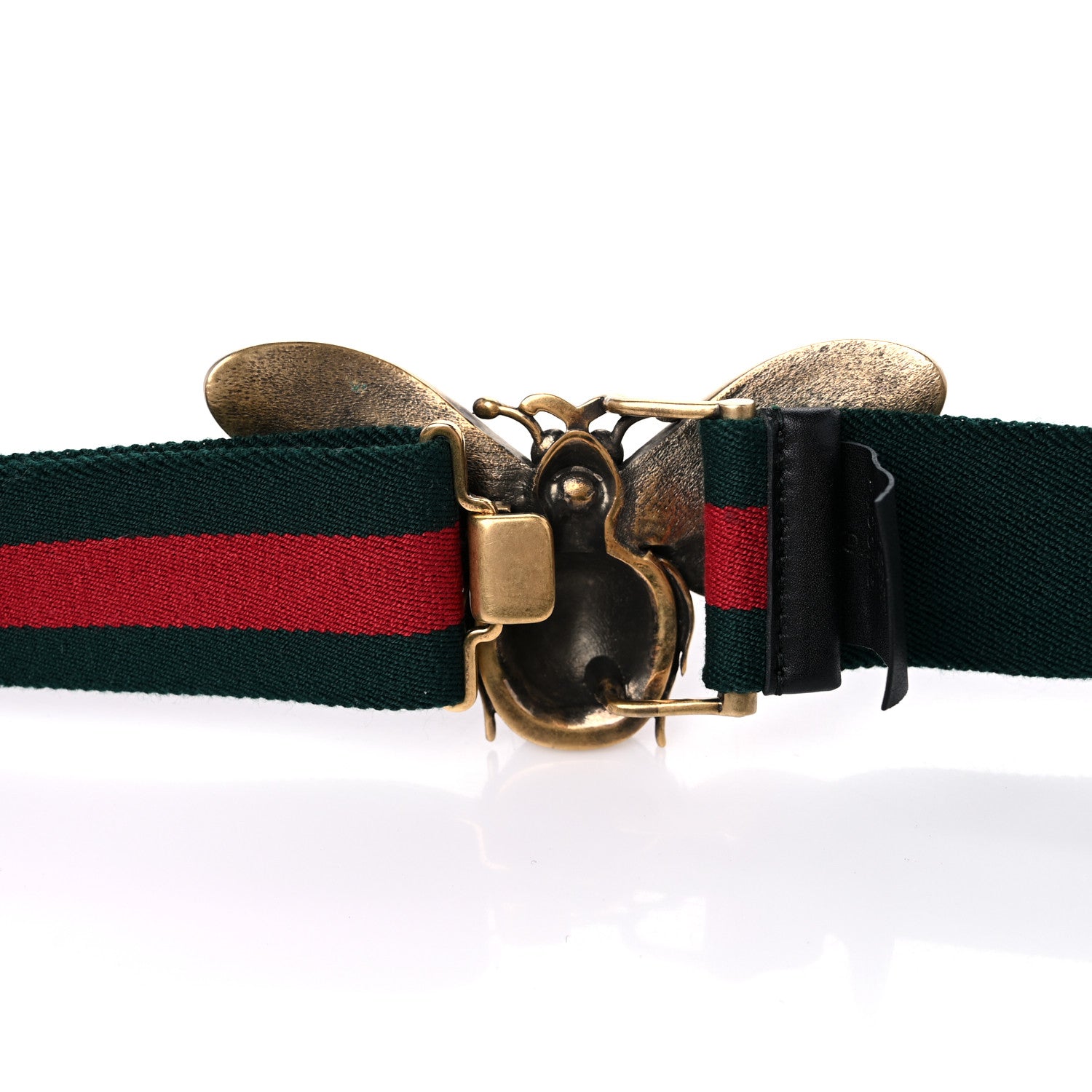 Gucci Web Queen Margaret Bee Belt 90 36 Red Green 3 of 4