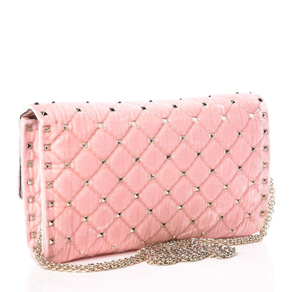 Valentino Garavani Velvet Rockstud Spike Wallet on Chain Water Rose 3 of 11