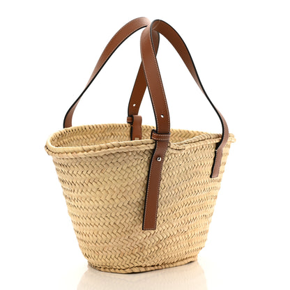 Loewe Raffia Small Basket Tote Bag Natural Tan Navy 3 of 7