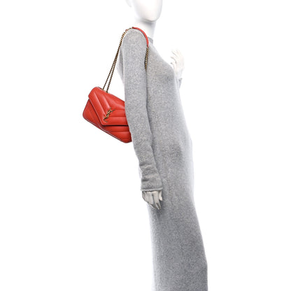 Saint Laurent Lambskin Chevron Quilted Small Loulou Bag Celosia 2 of 12