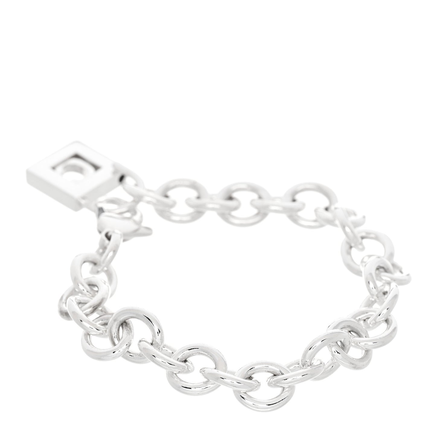 Sterling Silver Initial C Lock Charm Bracelet
