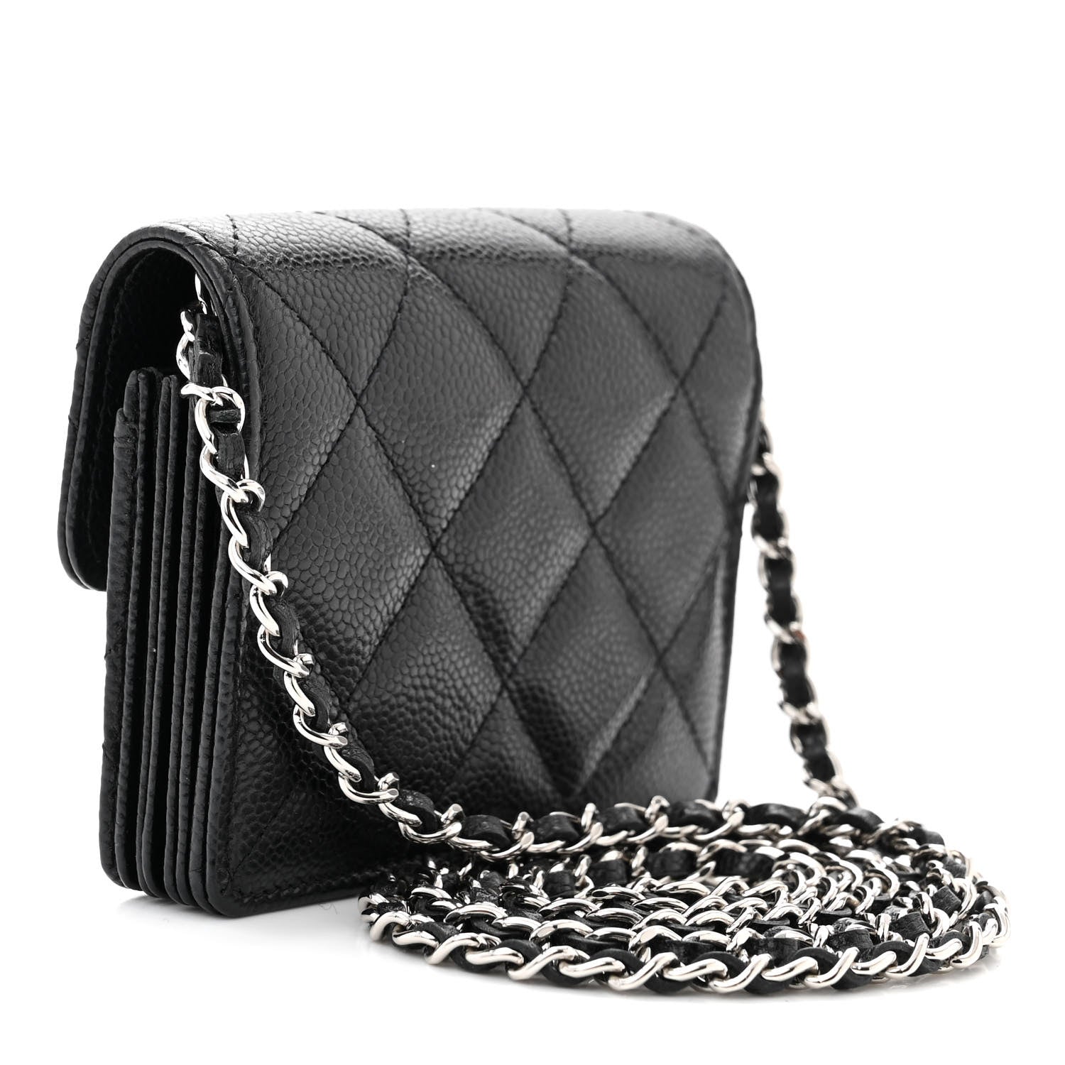 Chanel Caviar Quilted Flap Card Holder On Chain Black 3 of 13