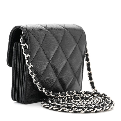 Chanel Caviar Quilted Flap Card Holder On Chain Black 3 of 13