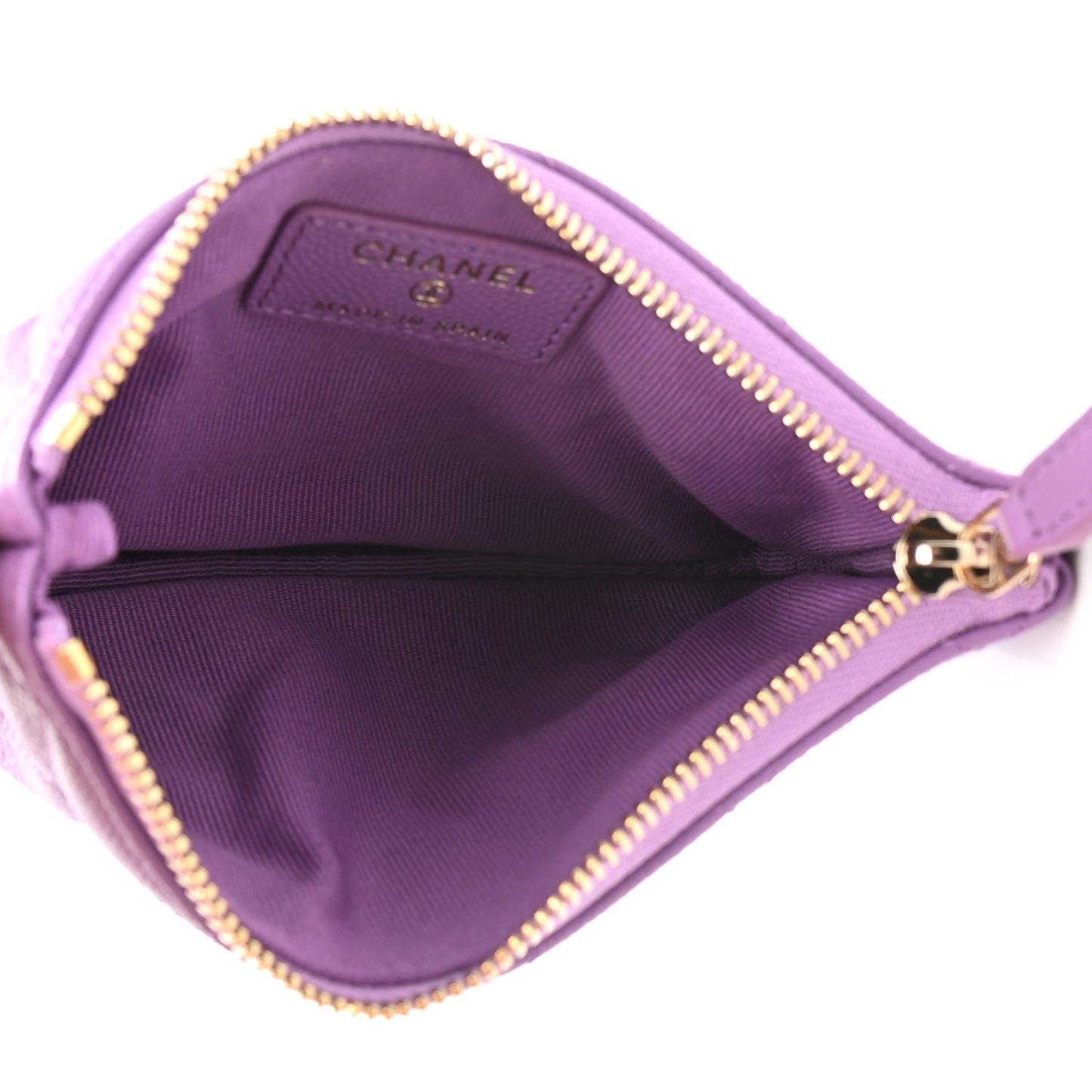 Caviar Quilted Small Cosmetic Case Purple