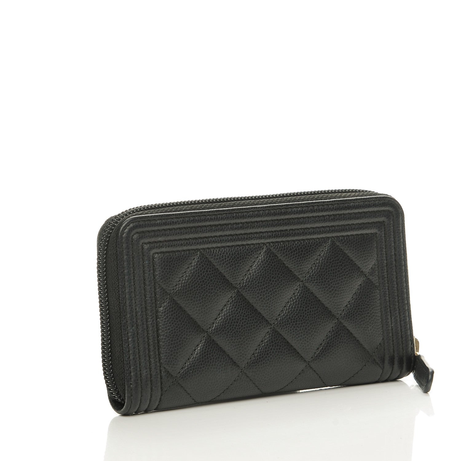 Chanel Caviar Quilted Boy Small Zip Around Wallet Black 3 of 9