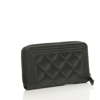 Chanel Caviar Quilted Boy Small Zip Around Wallet Black 3 of 9