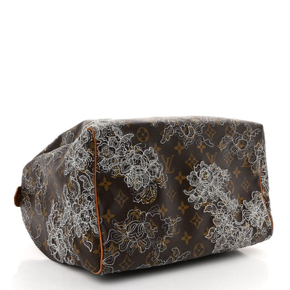 Louis Vuitton Monogram Dentelle Speedy 30 Silver 4 of 9