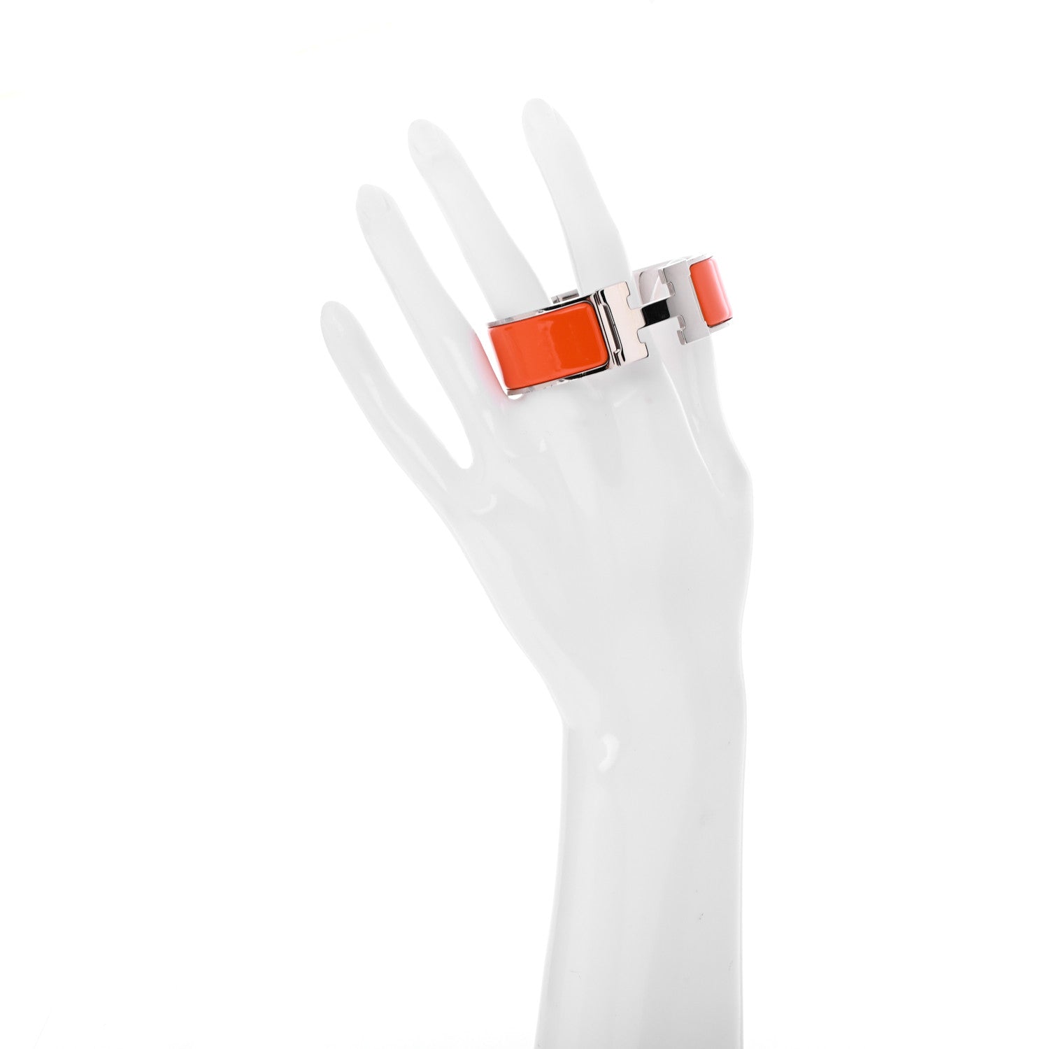 Hermes Enamel Wide Clic Clac H Bracelet PM Orange 2 of 5