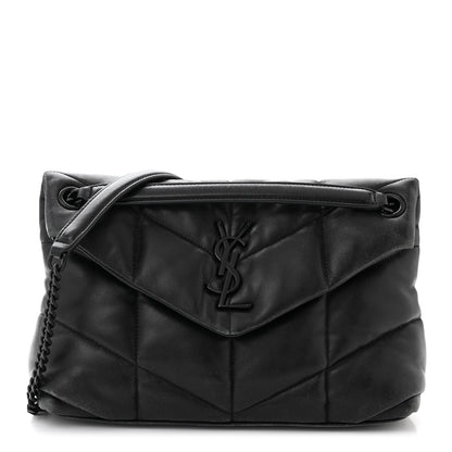 Saint Laurent Lambskin Quilted Monogram Monochrome Small Loulou Puffer Chain Satchel Black 1 of 10
