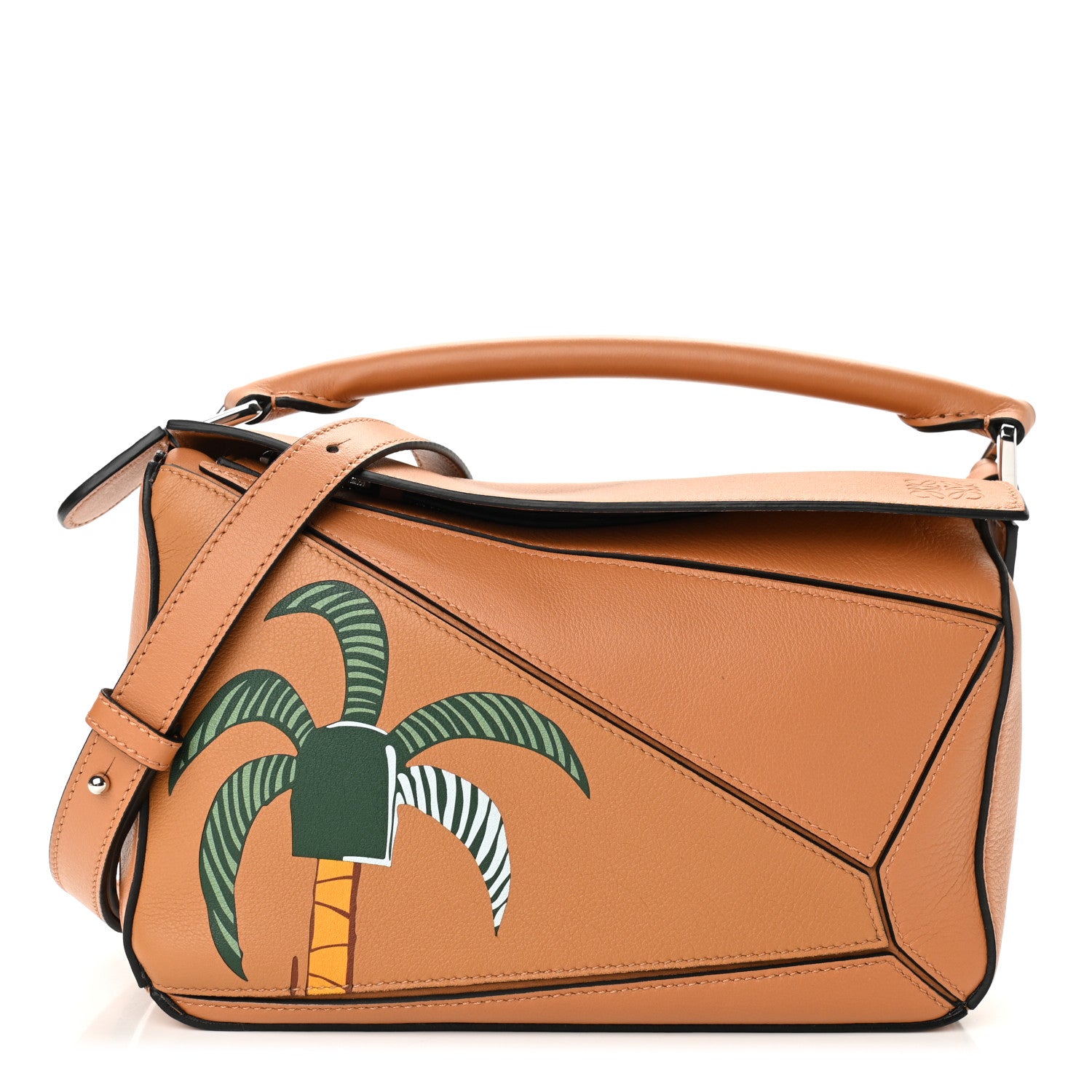 image of LOEWE X KEN PRICE Calfskin Small La Palme Puzzle Bag in the color brown by FASHIONPHILE
