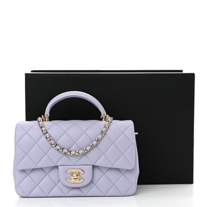 Chanel Lambskin Quilted Mini Top Handle Rectangular Flap Light Purple 11 of 11