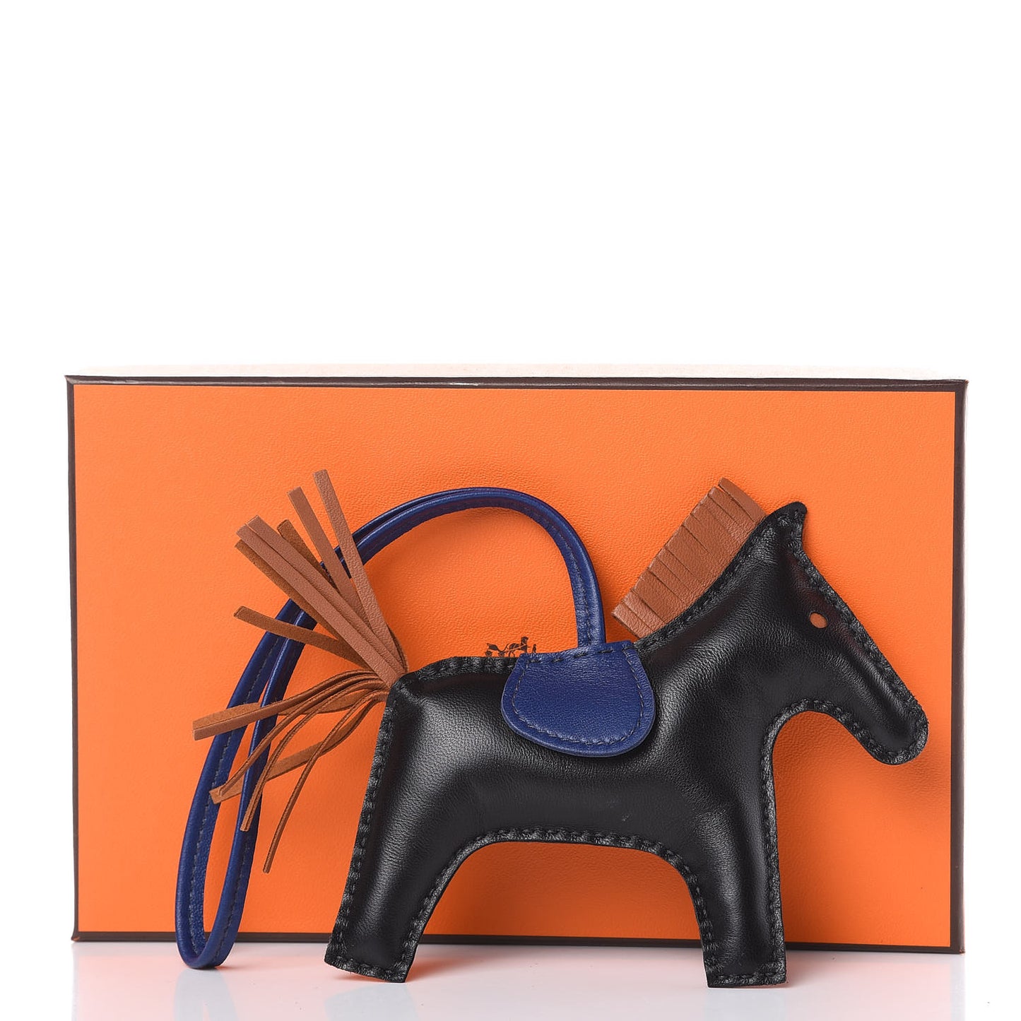 Milo Lambskin Grigri Rodeo Horse Bag Charm MM Black Bleu Saphir Gold