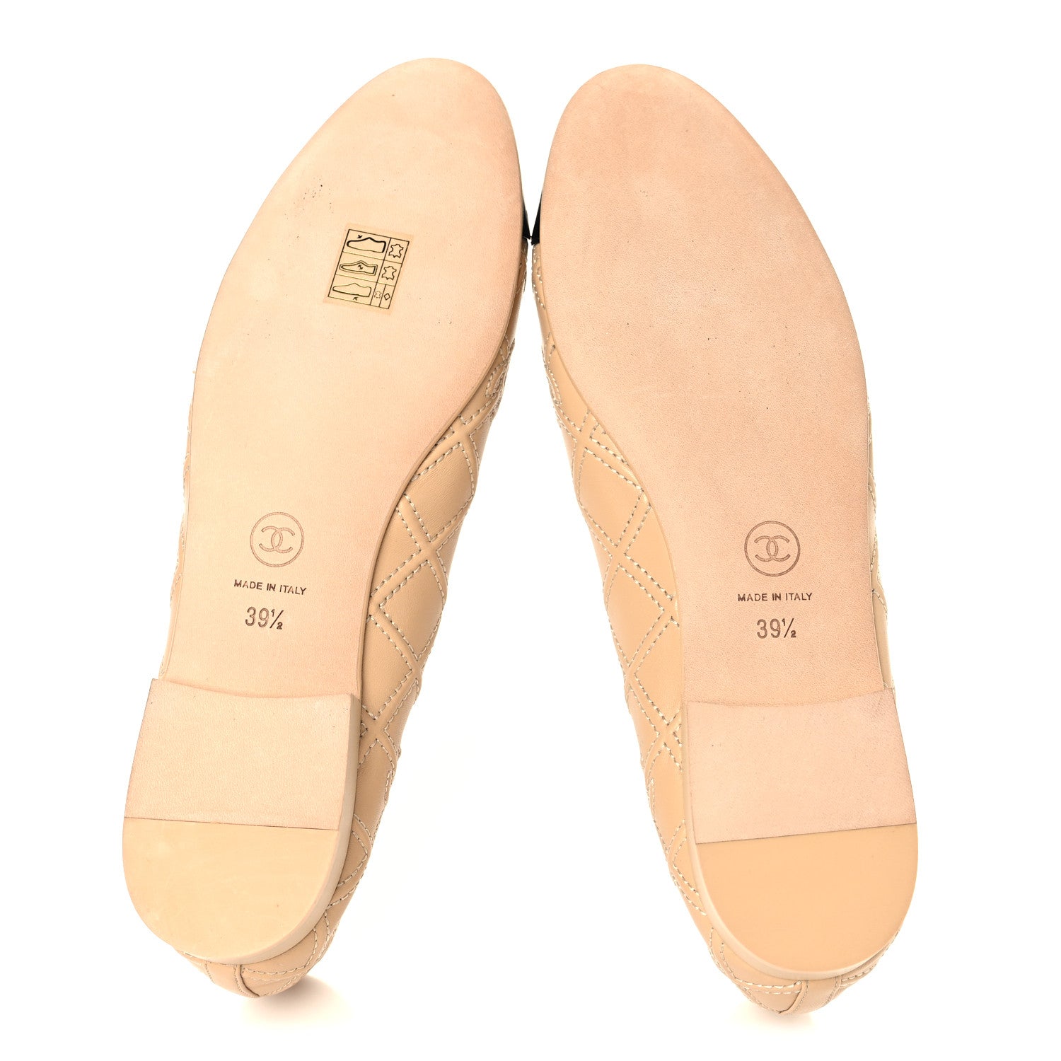 Chanel Lambskin Patent Double Stitched CC Cap Toe Ballerina Flats 39.5 Beige Black 6 of 10