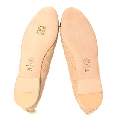 Chanel Lambskin Patent Double Stitched CC Cap Toe Ballerina Flats 39.5 Beige Black 6 of 10