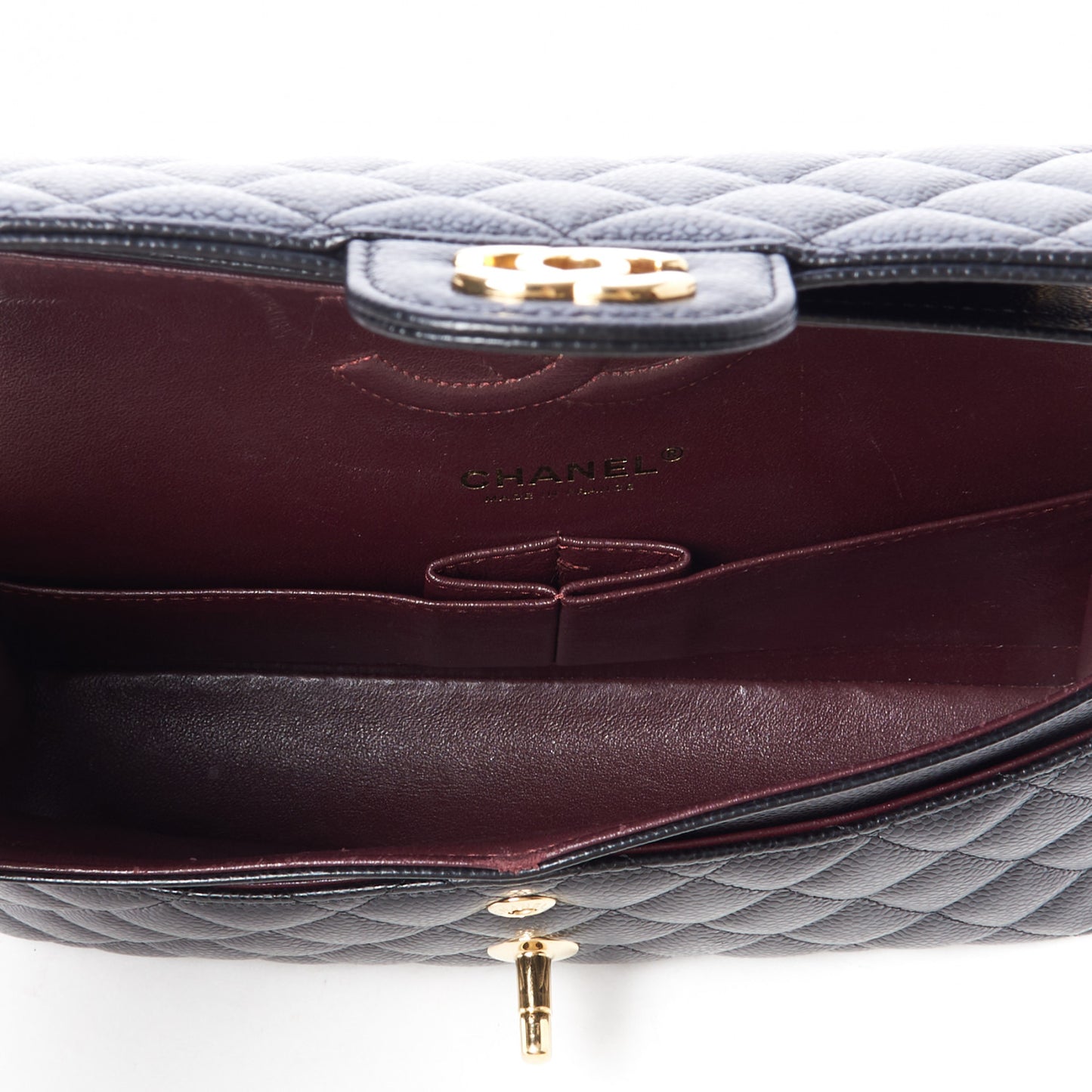 Caviar Quilted Medium Double Flap Black