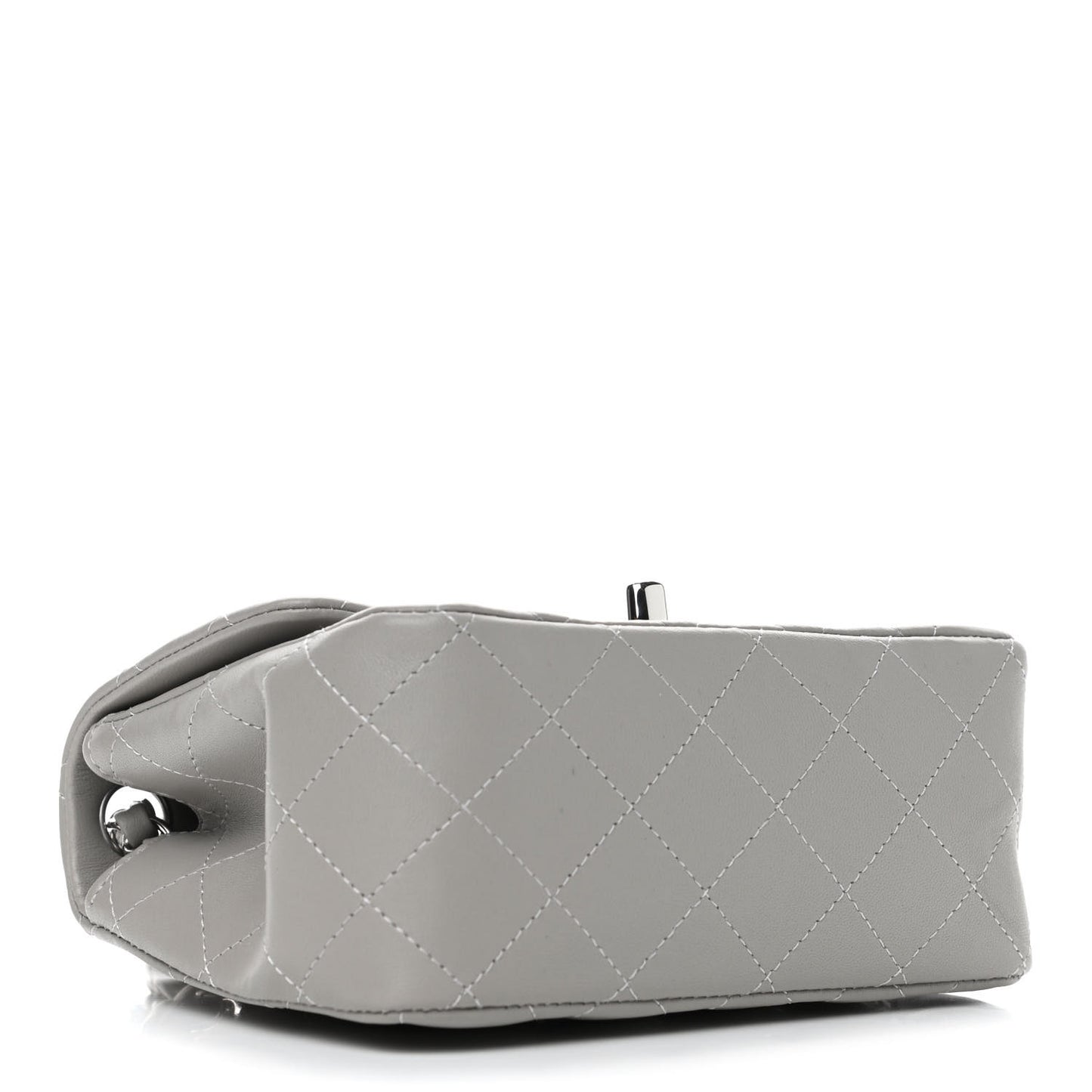 Lambskin Quilted Mini Square Flap Light Grey