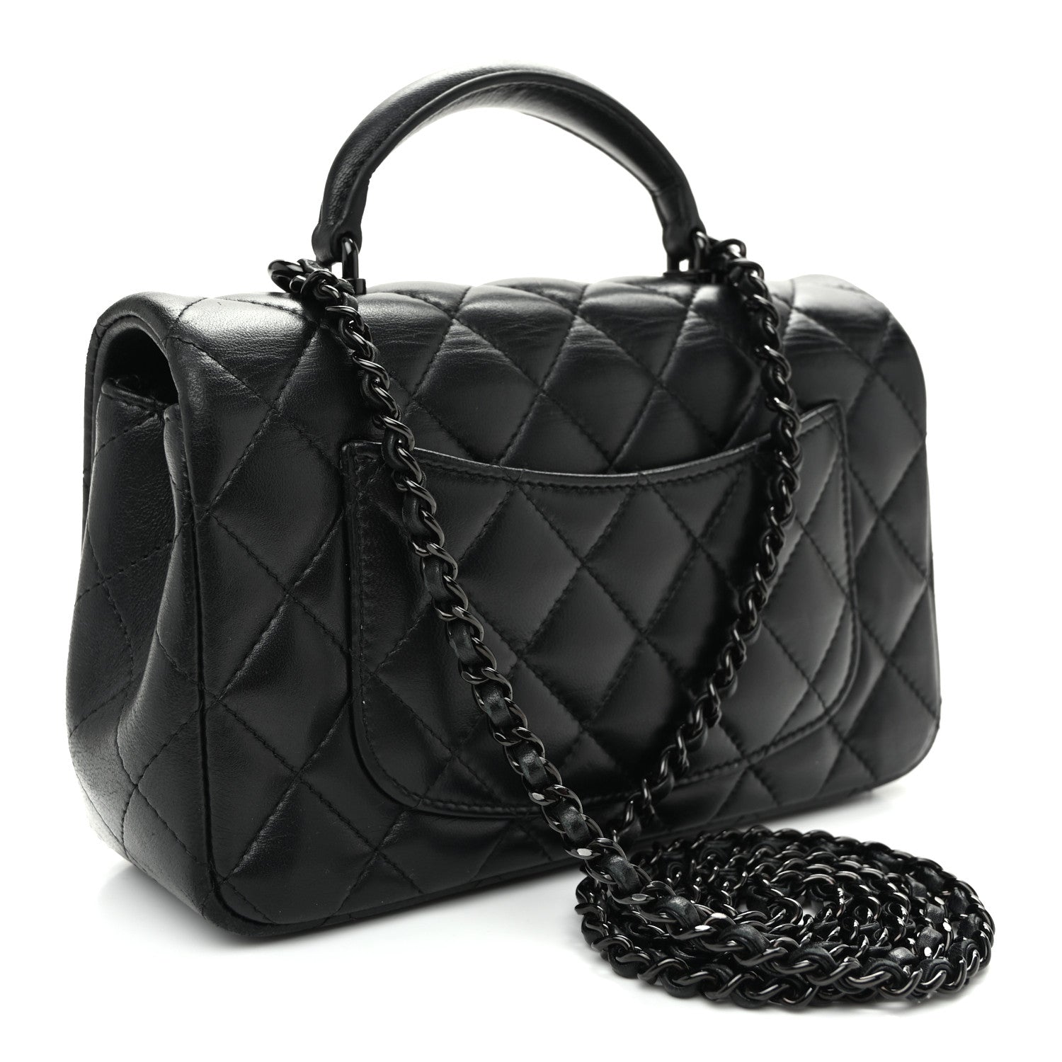Chanel Lambskin Quilted Mini Top Handle Rectangular Flap So Black 3 of 11