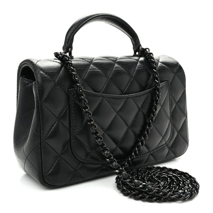 Chanel Lambskin Quilted Mini Top Handle Rectangular Flap So Black 3 of 11