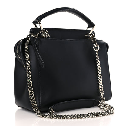 Fendi Vitello Baltico Shiny Nappa Lace Up Floral Small Dotcom Click Chain Satchel Black 4 of 11