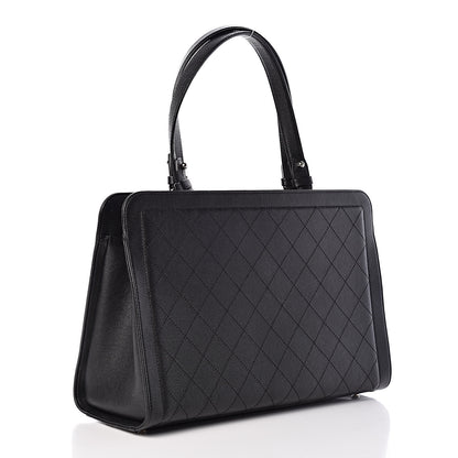Chanel Grained Calfskin Stitched Large Label Click Shopper Tote Black 3 of 9